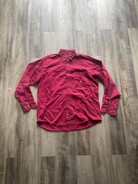 Wrangler TwentyX Mens Red Cotton Twill Long Sleeve Western Button Down Shirt